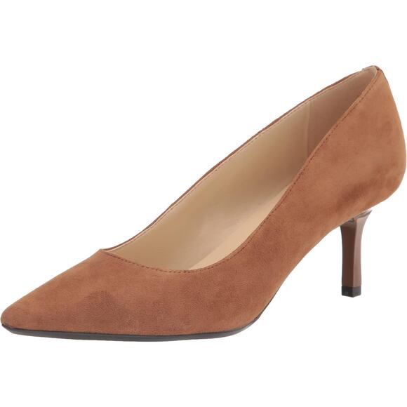 Nine West Women Kuna 9x9 Pointed Toe Pump Heels Size US 9.5M Cognac Brown Suede - Picture 1 of 4